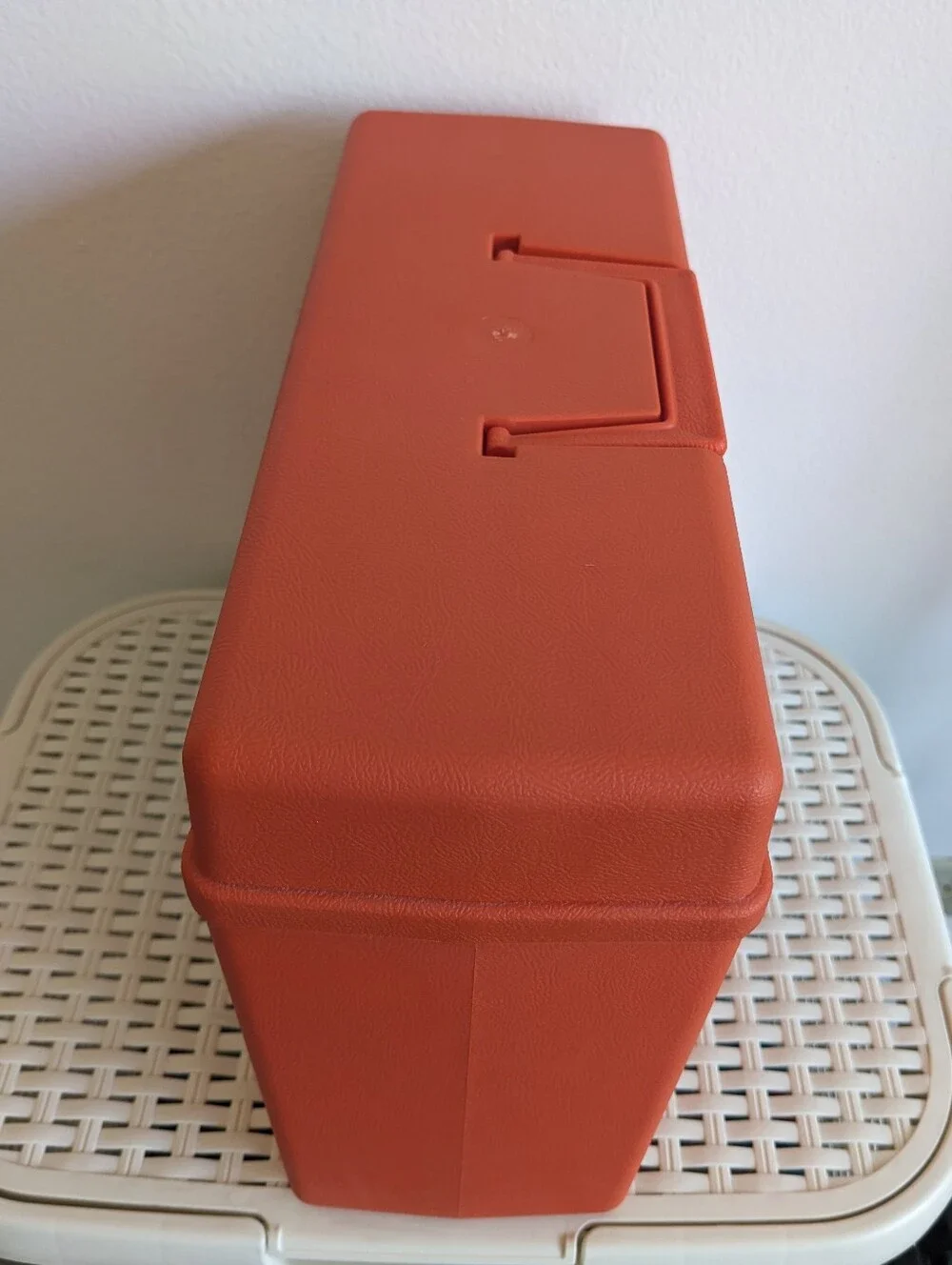 Vintage Sterling Letter File Orange Plastic Storage Box Mid Century Organizer